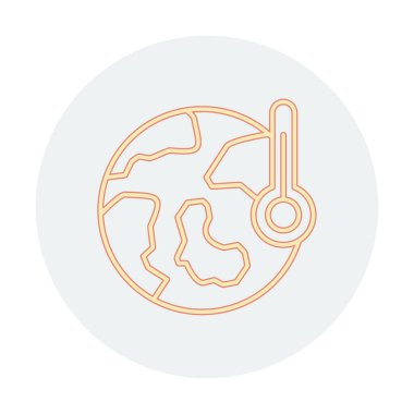 Termometre renk vektörü simgesine sahip dünya, Küresel Isınma kavramı