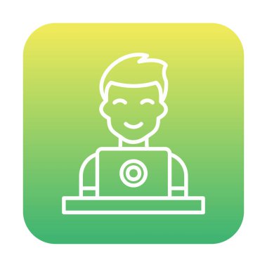 flat user with laptop  icon vector illustration