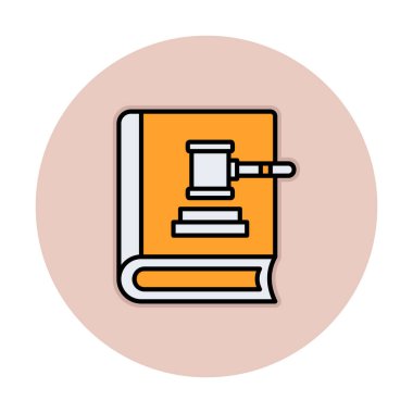 Hukuk kitabı ve tokmak. Web simgesi basit illüstrasyon 