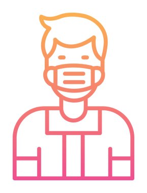 Tıbbi maske vektör tasarımlı genç adam.