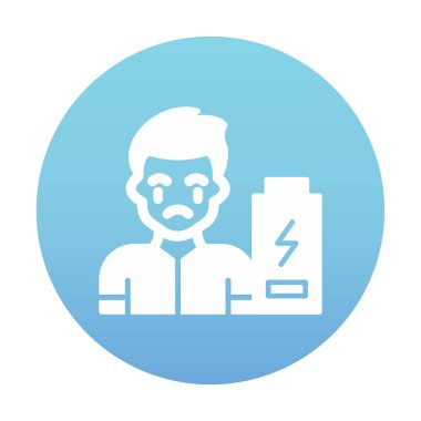 Enerji bataryası olmayan bir adamın vektör çizimi 