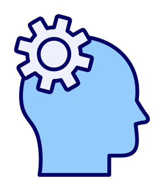 Düşünen baş simgesi, vektör çizimi basit tasarım