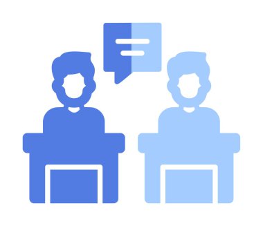 Konuşma yapan erkekler tartışma ikonu, vektör illüstrasyonunda ayakta duruyorlar