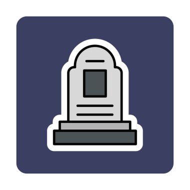 mezar taşı düz simgesi, vektör illüstrasyonu