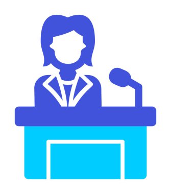 Konuşma standında konuşma yapan kadınlar, vektör illüstrasyonu