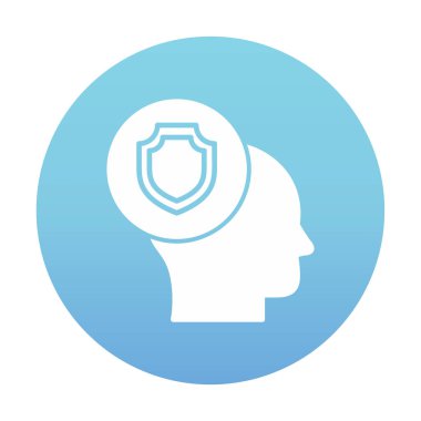 Kalkan ikonlu düz kafa. vektör illüstrasyonu