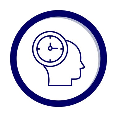 İnsan kafası ikonlu saat. vektör illüstrasyonu                          