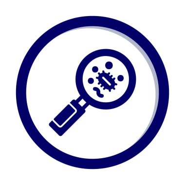 Büyüteç cam simgesi, vektör illüstrasyonu ile Bakteri aranıyor  