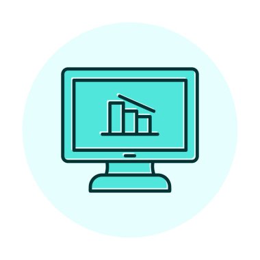 Çevrimiçi Veri Analizi vektör çizgi simgesi