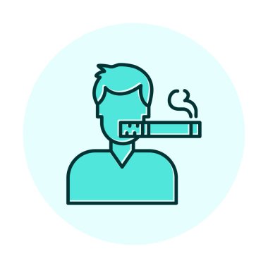 Sigara ikonlu sigara içen adam, vektör illüstrasyonu 