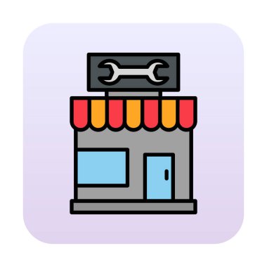 Araba Tamirhanesi ikon vektör çizimi