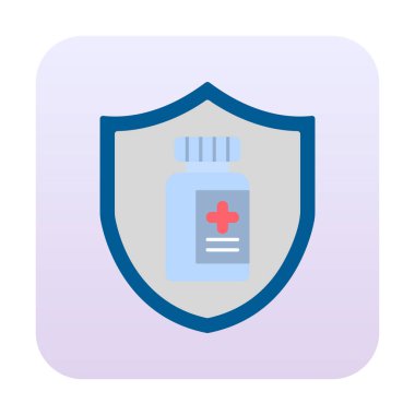 Tıbbi ikon vektör çizimi, aşı koruma kavramı 