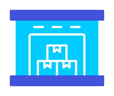 Kutu simgesi ve vektör illüstrasyonlu depo 