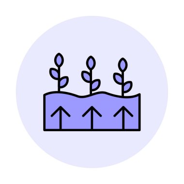 Bitkiler ve oklar ikon vektör çizimi. Jeotermal Enerji Konsepti                   