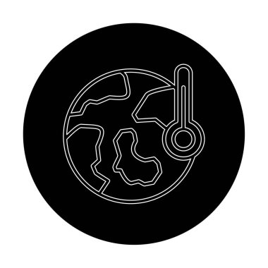 Termometre renk vektörü simgesine sahip dünya, Küresel Isınma kavramı