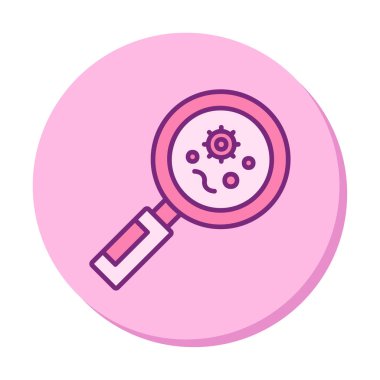 Büyüteç cam simgesi, vektör illüstrasyonlu bakteri denetimi  