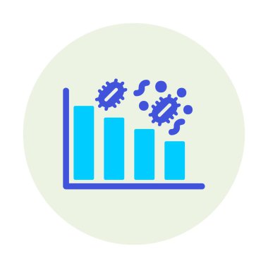 Grafik ve bakteri simgesi, vektör illüstrasyonu ile azalan kavram   