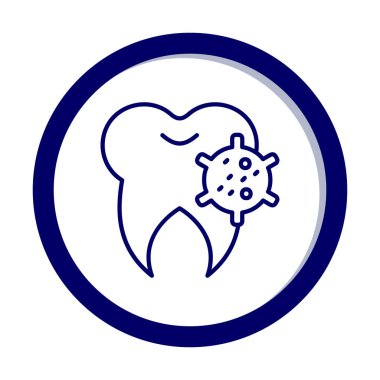 Diş simgesi üzerindeki bakteri, vektör illüstrasyonu  