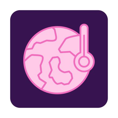 Termometre renk vektörü simgesine sahip dünya, Küresel Isınma kavramı