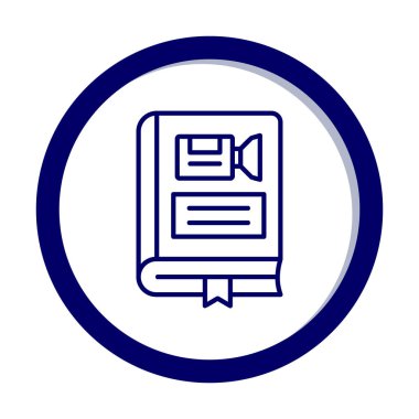 Kamera işaretli kitap simgesi, vektör illüstrasyonu basit tasarım