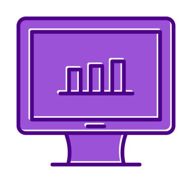 iş grafiği bilgisayar ekranında, vektör illüstrasyonu basit tasarım