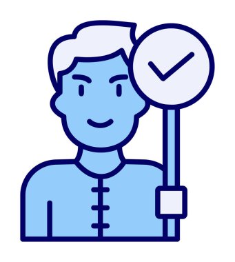 Bayrak taşıyan adam, vektör illüstrasyonu 