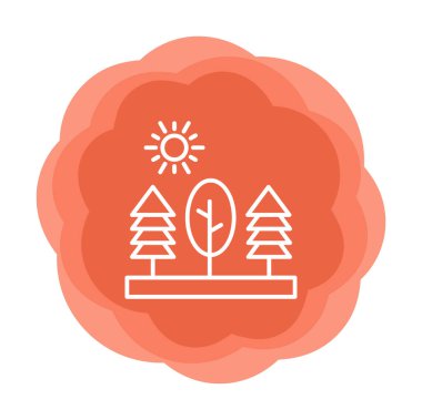 Ağaçlar, orman, doğa simgesi, vektör illüstrasyonu