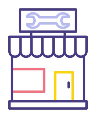 Araba Tamirhanesi ikon vektör çizimi