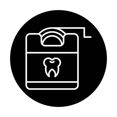 Diş ipi ikonu. Diş hekimi vektör illüstrasyonu.