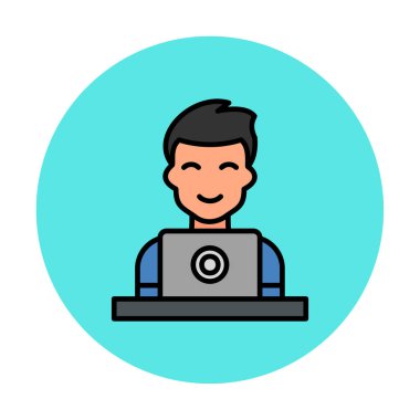 flat user with laptop  icon vector illustration
