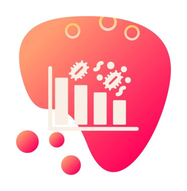 Grafik ve bakteri simgesi, vektör illüstrasyonu ile azalan kavram   
