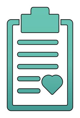 Kalp ikonu vektör illüstrasyonlu Tıbbi Rapor               