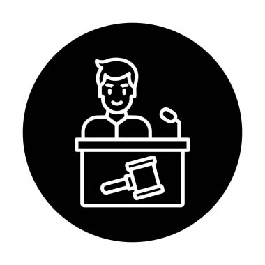 Açık artırmacı simgesi düz stil, vektör illüstrasyonu