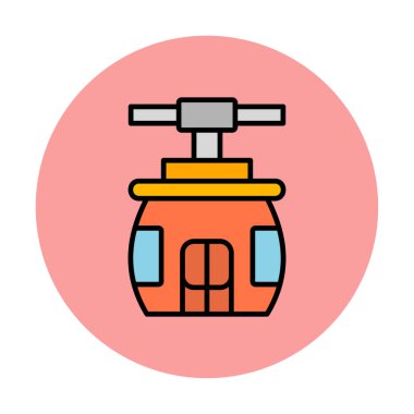 Cableway simgesi, ana hatlı biçim vektör illüstrasyonu  