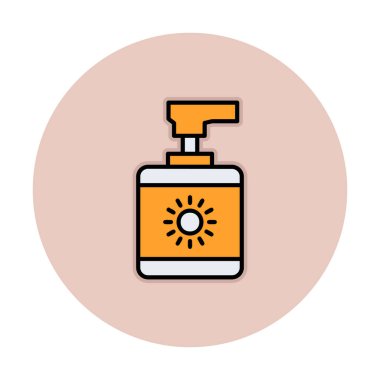 Güzellik ve moda ikonunun vektör çizimi. Güneş kremi                                     