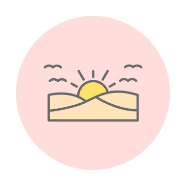 düz gün batımı ve deniz vektör çizimi tasarımı