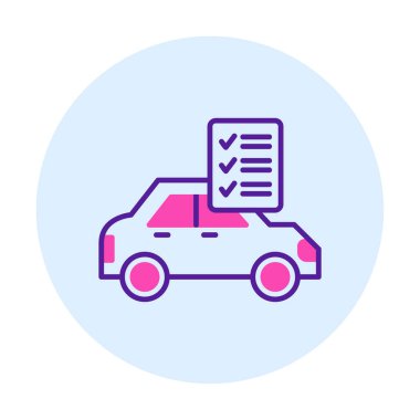 Araç kontrol listesi simgesi, araba bakım vektörü illüstrasyonu 