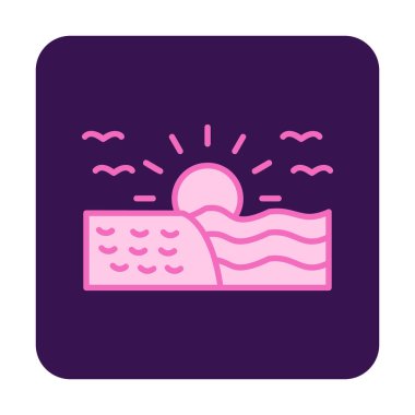 Deniz Ağı simgesinde gün doğumu, vektör illüstrasyonu 