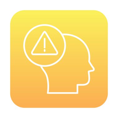 Uyarı işareti olan beyin, uyarı sembolü, vektör illüstrasyonu