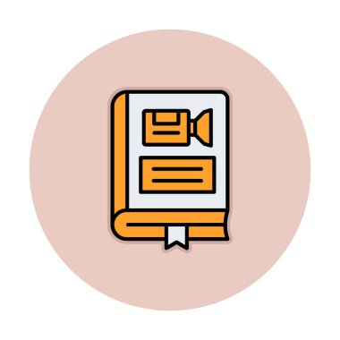 Kamera işaretli kitap simgesi, vektör illüstrasyonu basit tasarım