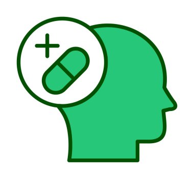 Tıbbi ve sağlık ikonu, vektör illüstrasyon. Ruh Sağlığı Konsepti                                    