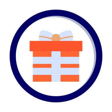 Hediye ikonlu kutu. Düz stil. Vektör çizimi. beyaz arkaplanda izole.