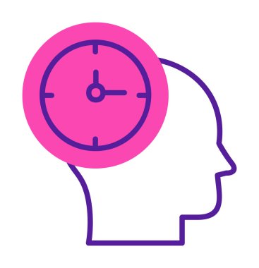 İnsan kafası ikonlu saat. vektör illüstrasyonu                          