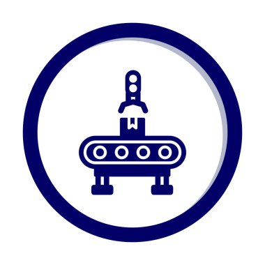 düz Fabrika Makine simgesi vektör çizimi  