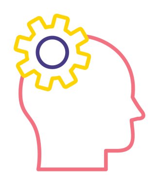 Düşünen baş simgesi, vektör çizimi basit tasarım