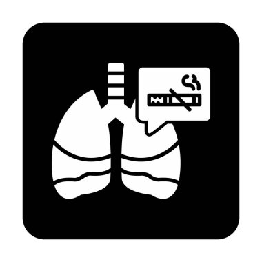 Akciğerler ve sigara ikonu yok, kanser konsepti, vektör illüstrasyonu  