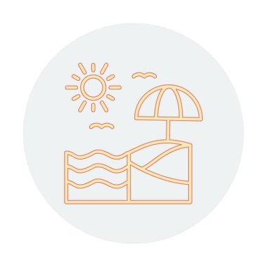 Yaz plaj ikonunun vektör illüstrasyonu 