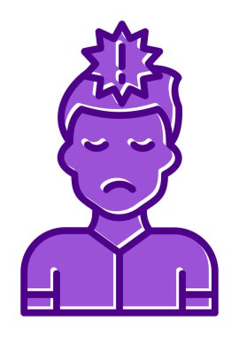 Ünlem işareti olan adam düz simge, panik konsepti, vektör illüstrasyonu