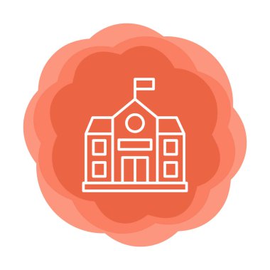 Okul binası simgesi, vektör illüstrasyonu