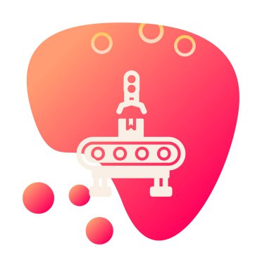 düz Fabrika Makine simgesi vektör çizimi  